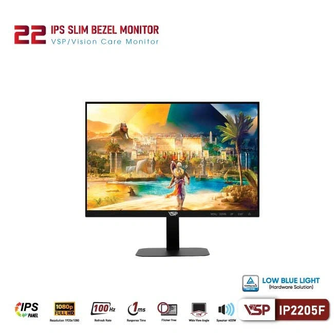 Màn hình VSP IP2205F 21.5 inch FHD/ IPS/ 100Hz/ 1ms/ HDMI + VGA